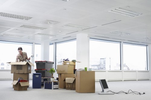 Packed boxes and furniture prepared for a local house move in Tofrance
